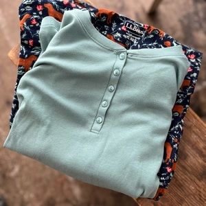 LL BEAN women’s pajamas size xl pine and navy with dogs brown lab pattern pj set